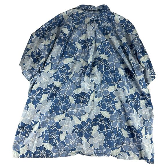Vintage Tommy Hilfiger Hawaiian shirt mens XXL Blue SS Button Up Beachwear - Picture 2 of 3